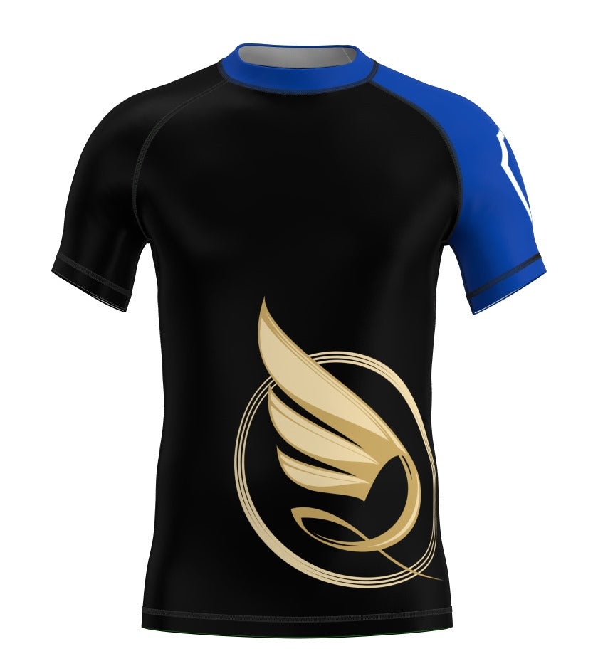 Short Sleeve Guardian Angel Adult BJJ Rank Rash Guard - Blue Belt