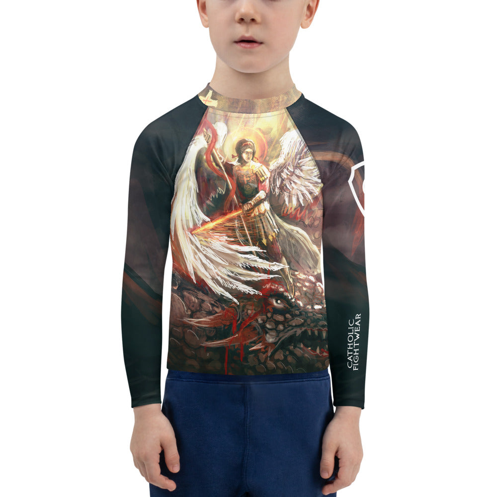 St Michael Slaying the Dragon Kid's BJJ Rash Guard