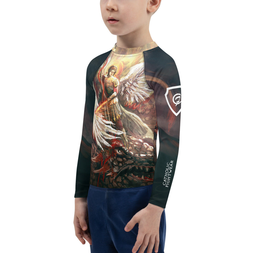 St Michael Slaying the Dragon Kid's BJJ Rash Guard