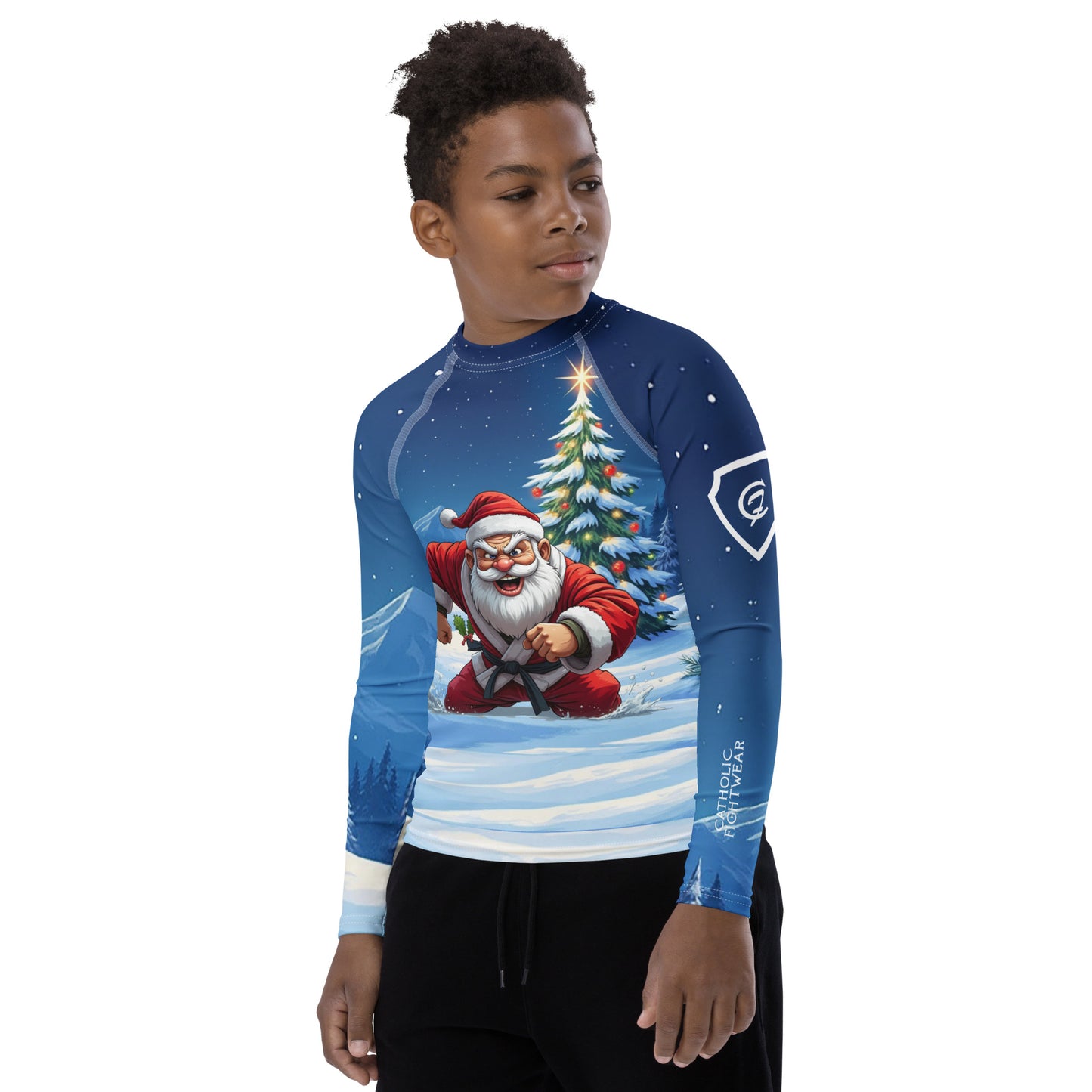 JiuJitsu Santa Clause Youth Rash Guard