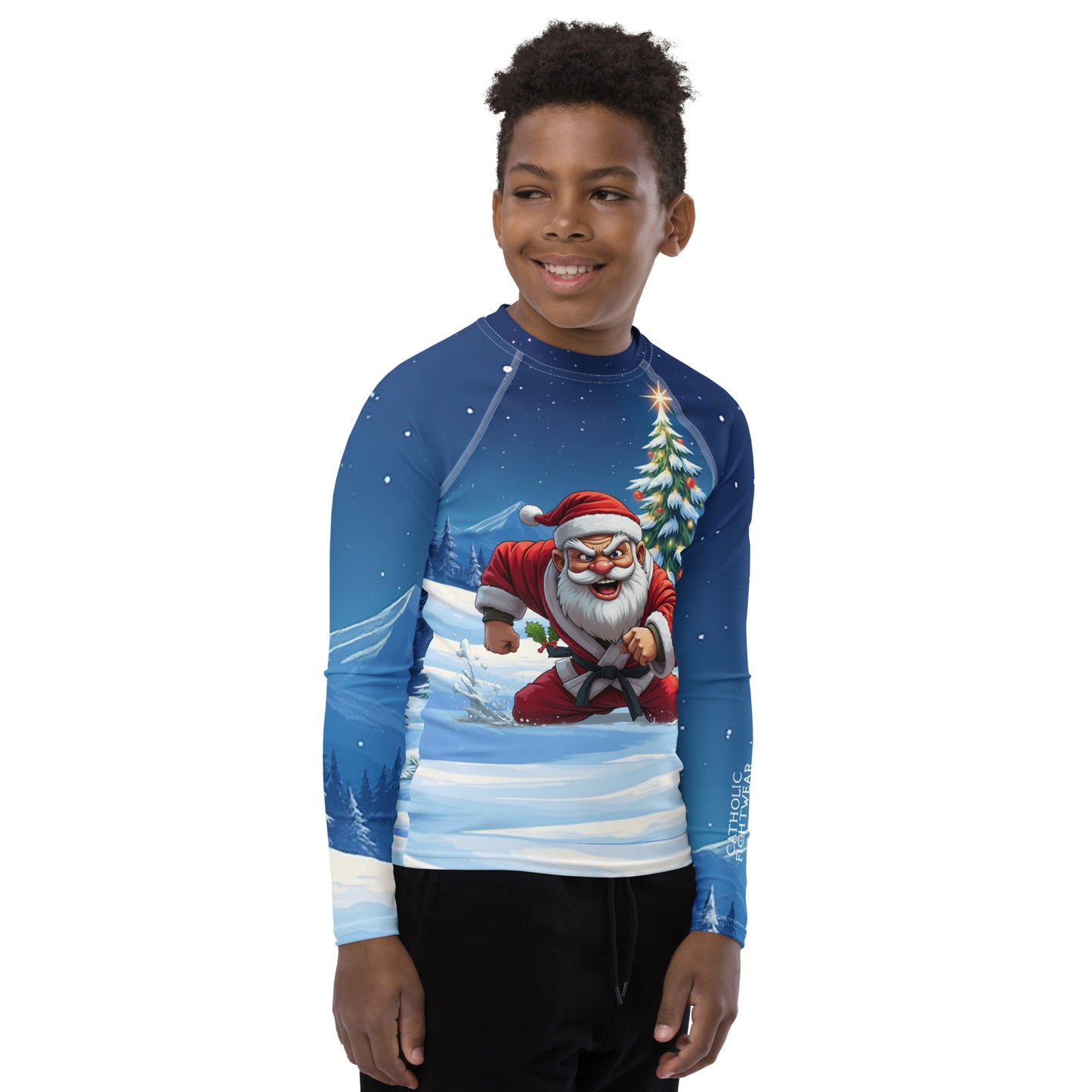 JiuJitsu Santa Clause Youth Rash Guard