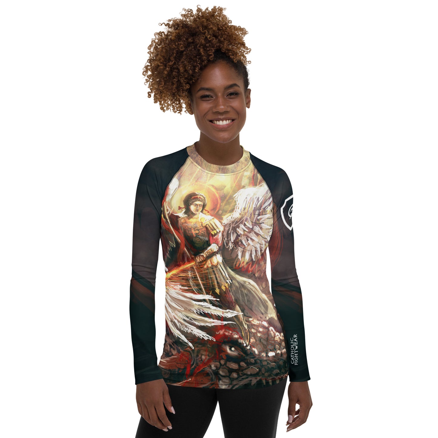 St Michael Slaying the Dragon Women's BJJ Rash Guard