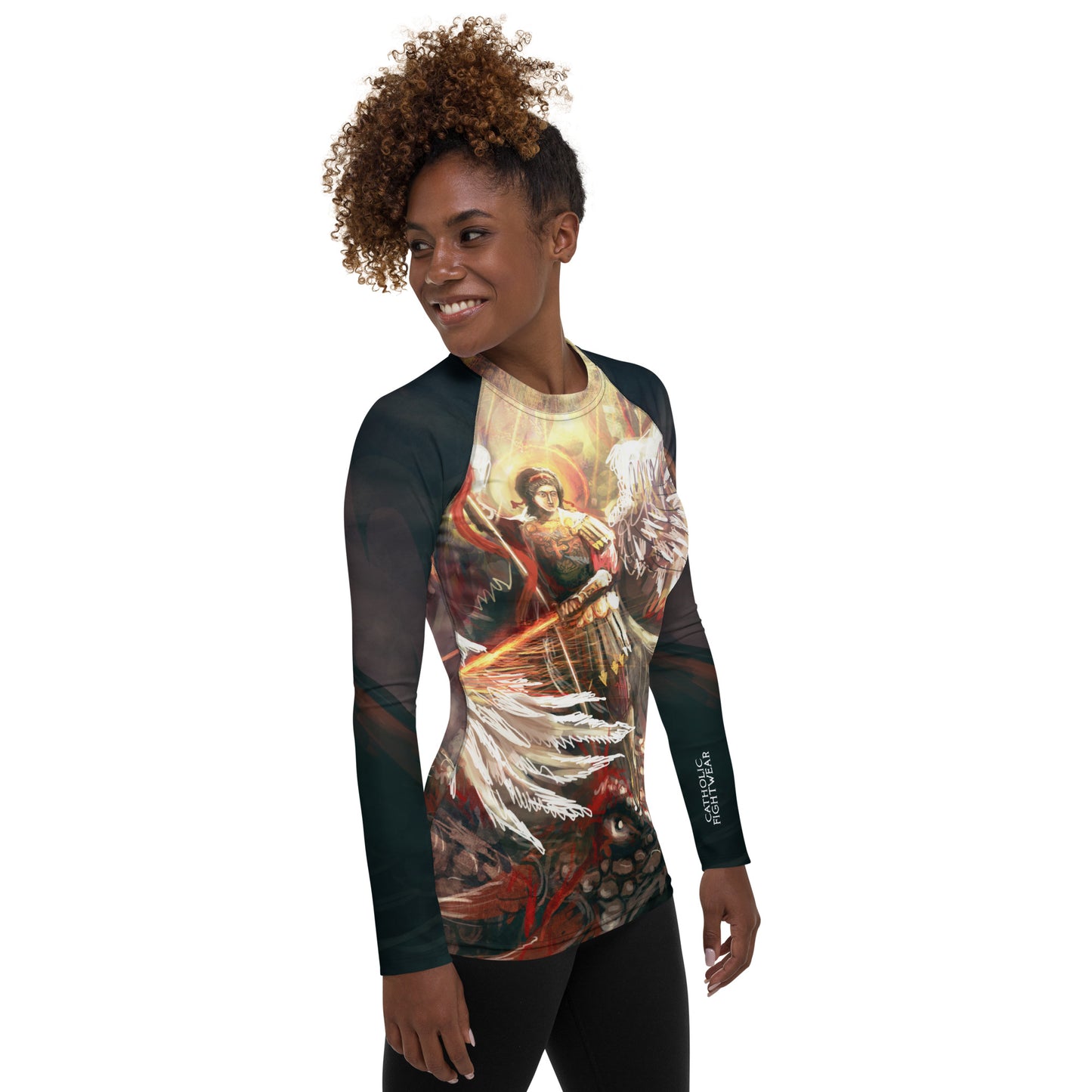 St Michael Slaying the Dragon Women's BJJ Rash Guard