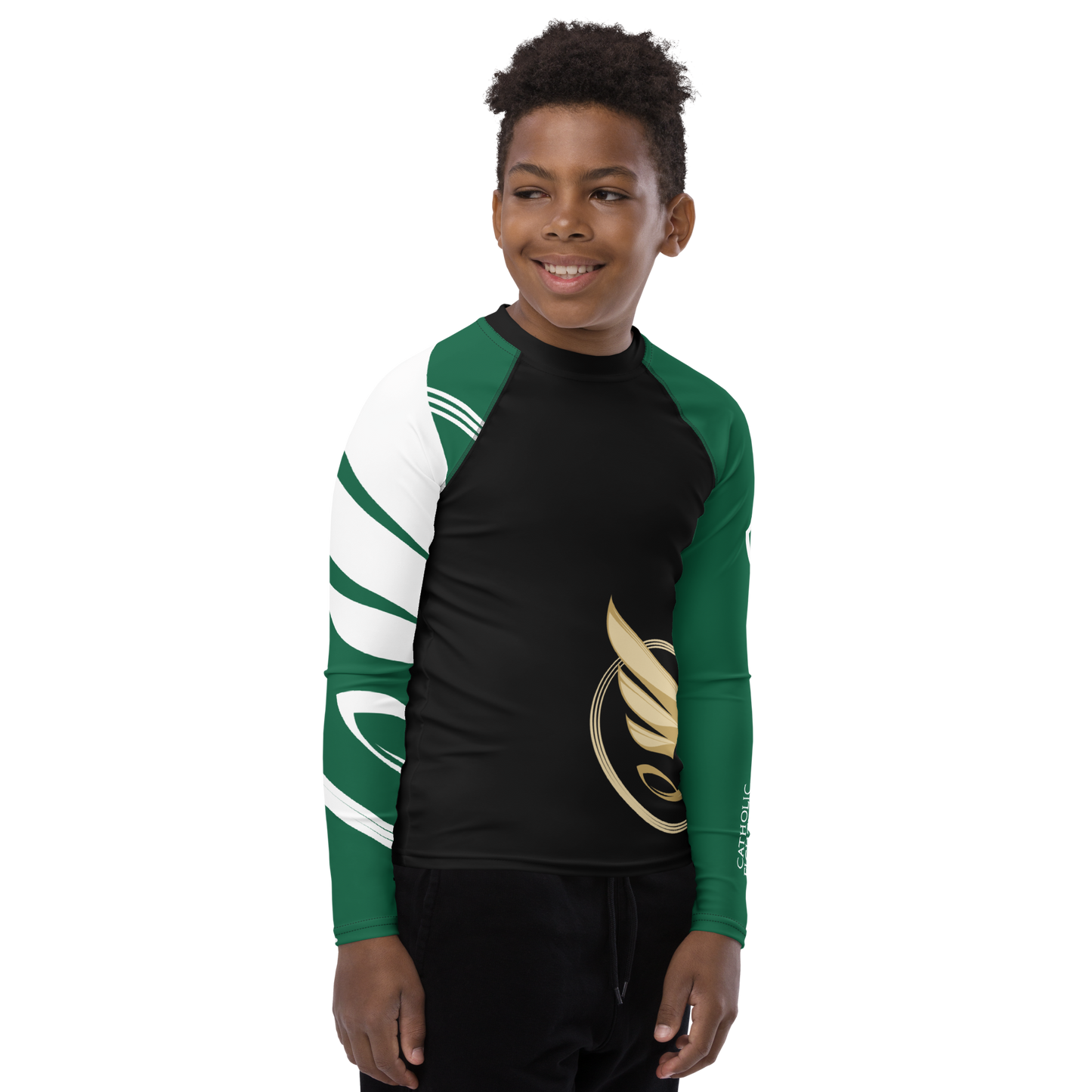 Guardian Angel Youth BJJ Rank Rash Guard - Green Belt